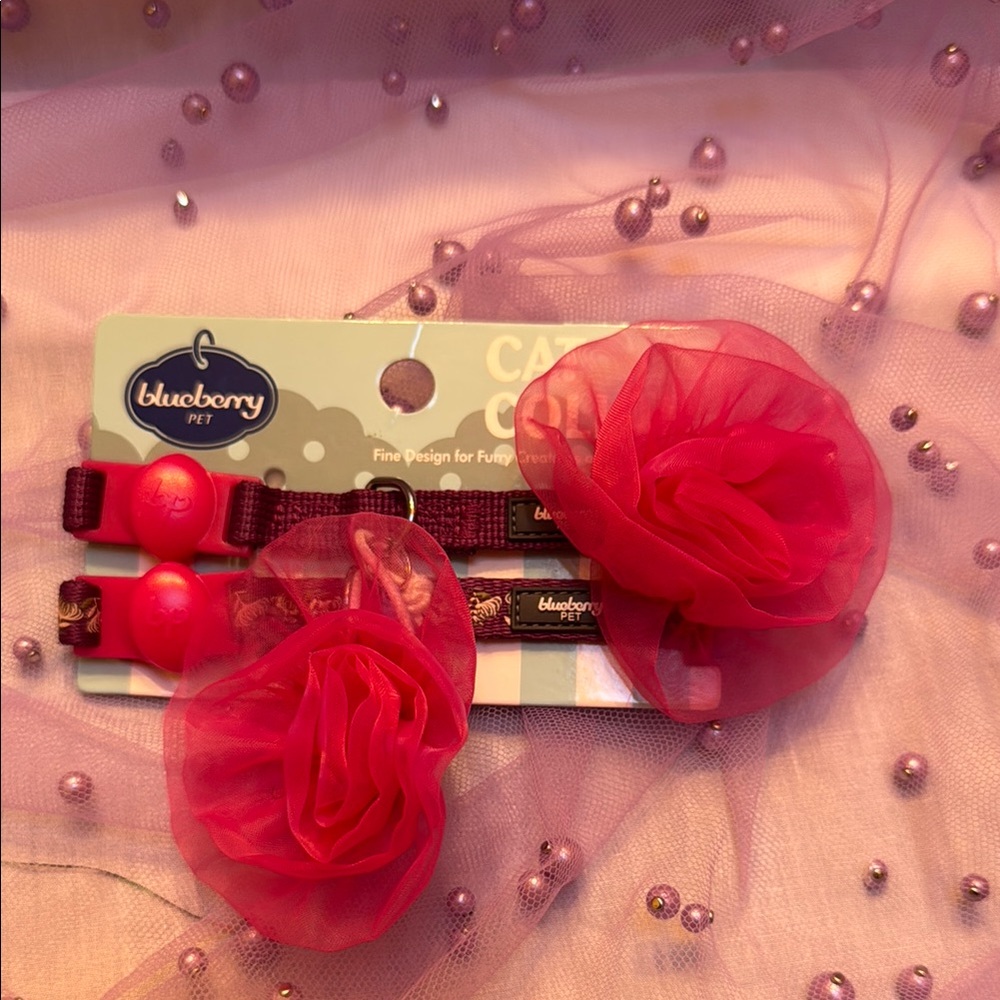 Blueberry Pet Red Floral Cat Collar